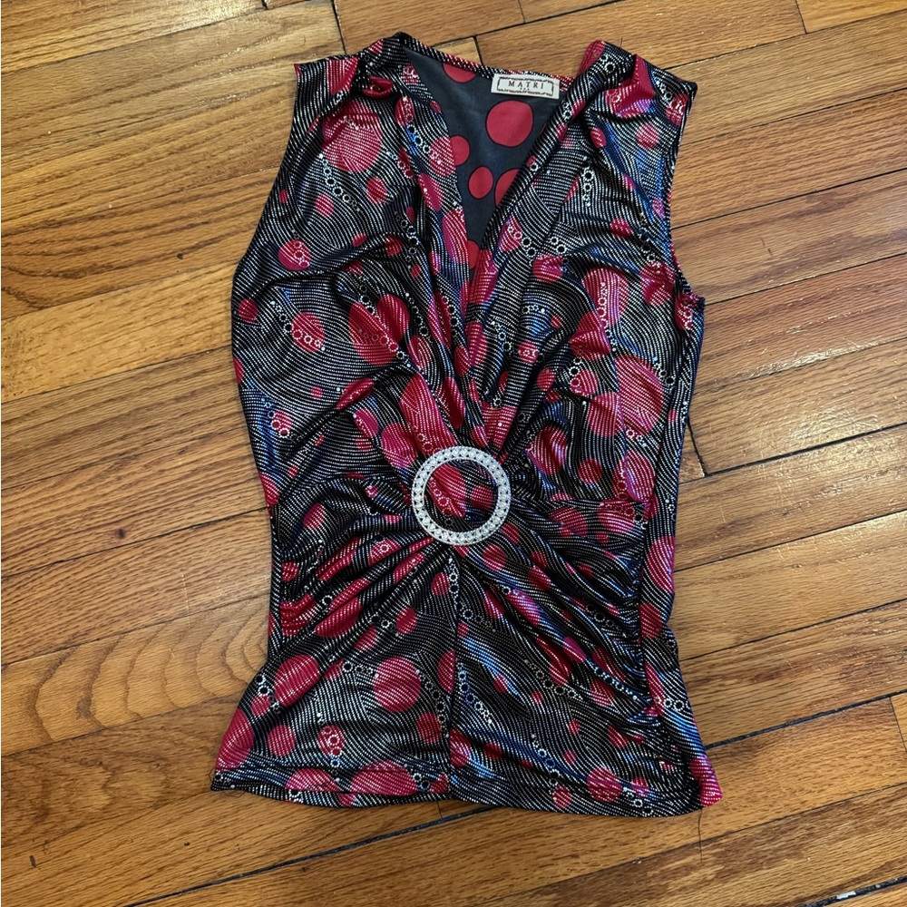 Matix Red and Black Patterned Blouse